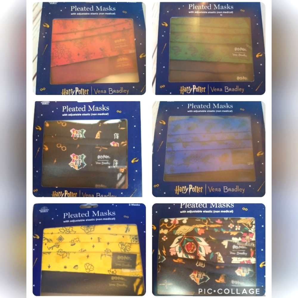 Harry Potter Vera Bradley  face mask lot of 6 sets of 2 adult kids NEW
